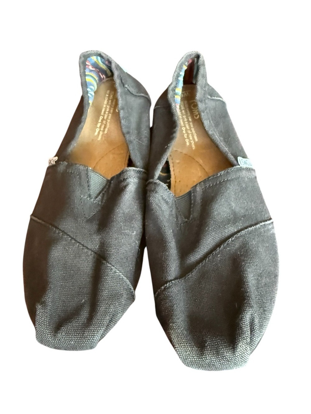 Toms Black Canvas Flats Slip On